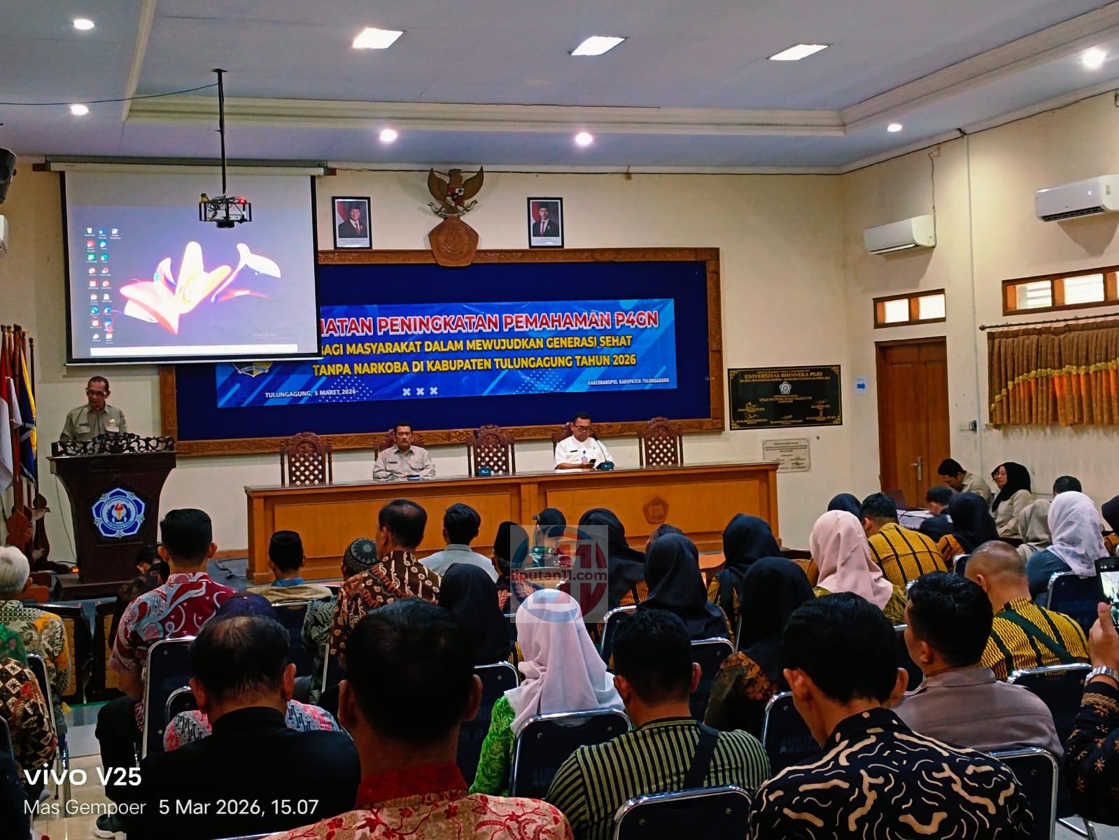 Bakesbangpol Tulungagung Gelar Sosialisasi P4GN: Perkuat Peran Desa dalam Wujudkan Generasi Sehat Tanpa Narkoba IMG 20260306 WA0114