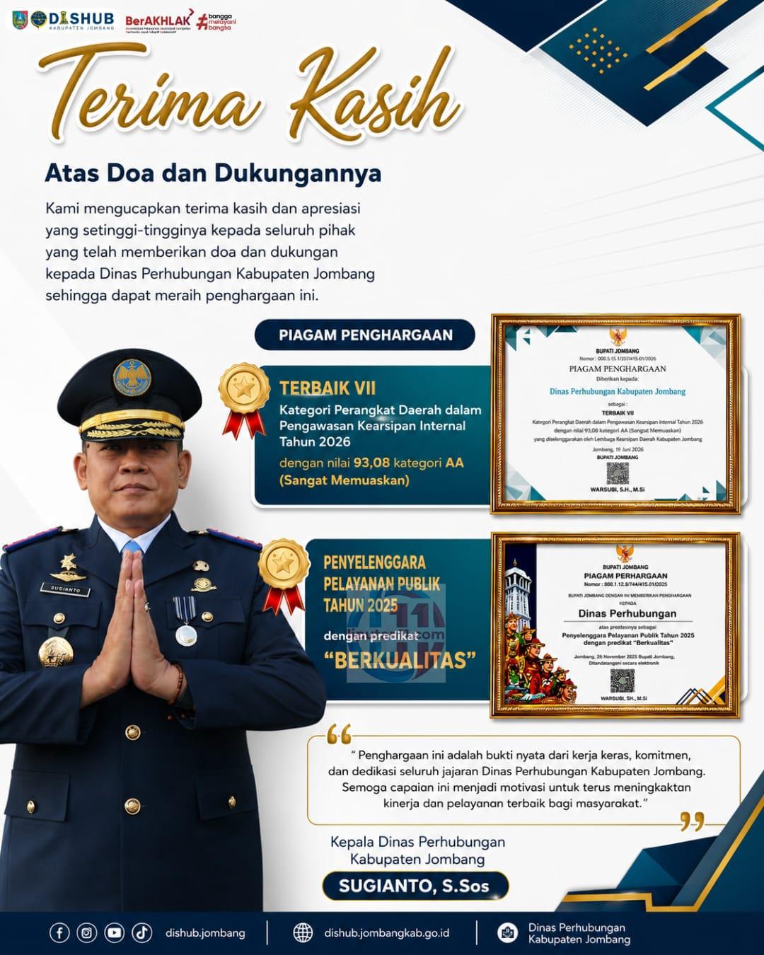 Dua Prestasi Sekaligus, Dishub Jombang Tegaskan Komitmen Hadirkan Pelayanan Publik Berkualitas 1 IMG 20260721 WA0009