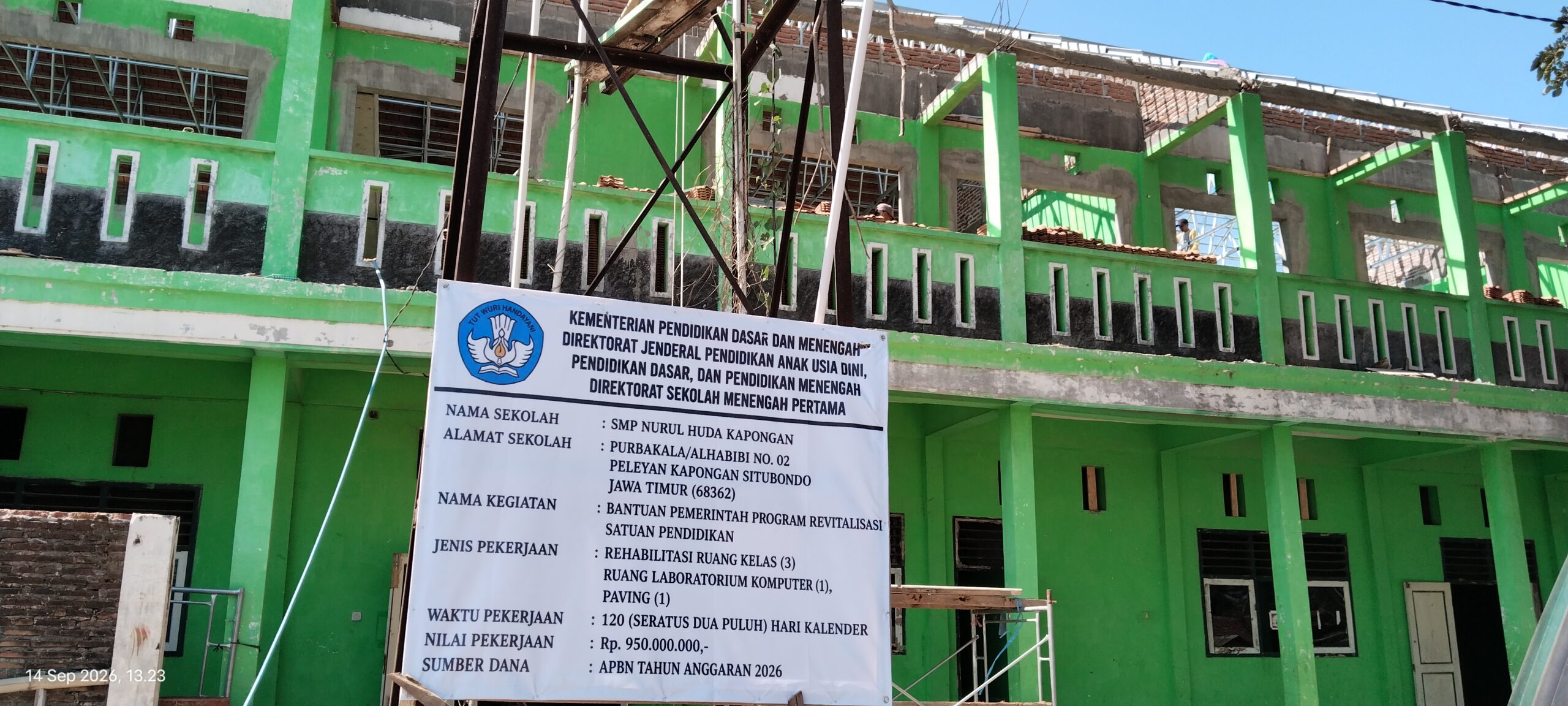 *Kepala SMP Nurul Huda Kapongan Apresiasi Bantuan Rehabilitasi & Revitalisasi dari Kementrian RI Pusat* 1 IMG 20260914 132325 scaled