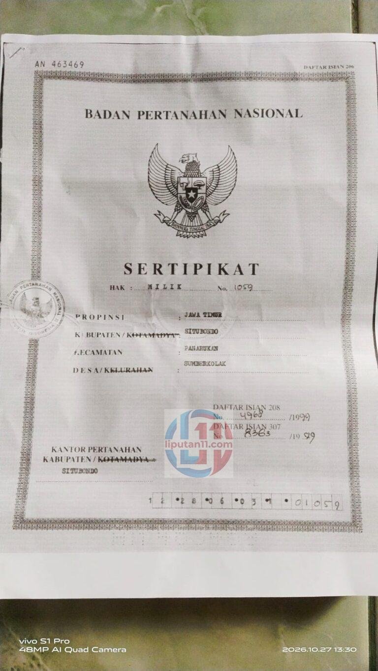 “Pemenang Lelang KPKNL Jember Tidak Bisa Balik Nama SHM, Diduga Terkendala Ada SITA Dari Kantor Pajak Pratama Situbondo dan Jadi Korban” IMG 20261027 WA0240